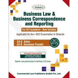 Padhuka's Business Law & Business Correspondence & Reporting for CA Foundation November 2023 Exam by CA. G. Sekar, CA. B. Saravana Prasath | Commercial Law Publisher
